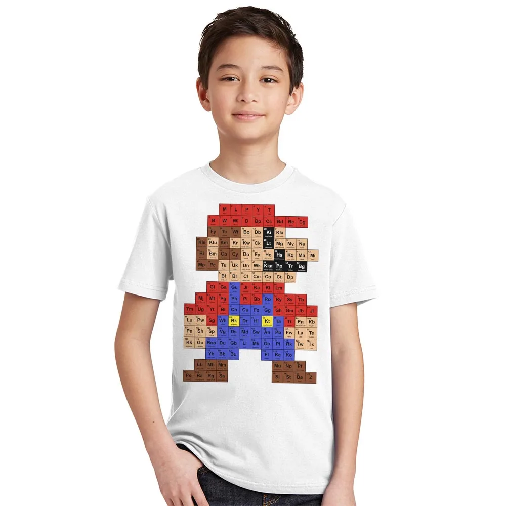 

2017 Boys Girls Fashion T shirt Hipster Printed Tee Shirts Children Short Sleeve Tops Kids Super Mario periodic table T-Shirt