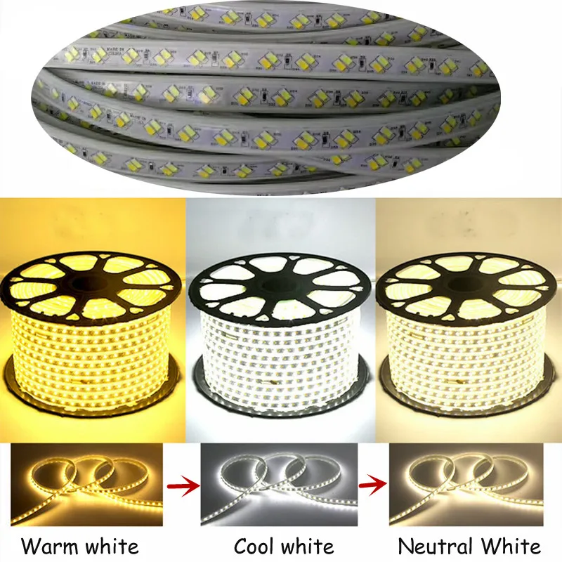 #Best Dimmable 13mm wide LED Strip Light SMD 5730 IP67 Waterproof color changeing led strip 220V 120 leds m ribbon tape + EU plug