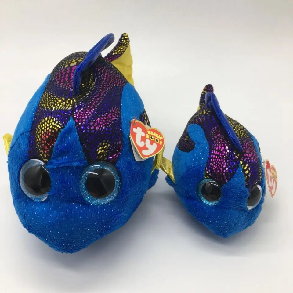 25 см и 15 см aqua blue fish с тегом TY BEANIE Боос плюшевые игрушки мягкие игрушки Дети игрушка Коллекционная мягкая игрушка