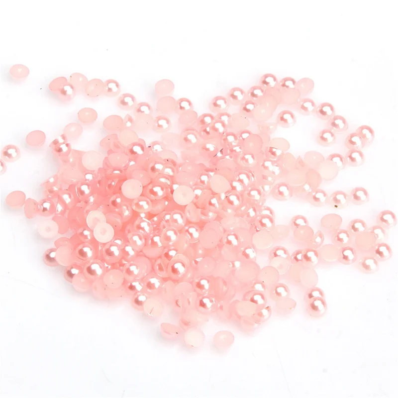 Pink 4mm Горячее предложение 2000 шт полукруглый акрил с плоской задней частью искусственный жемчуг бисер Украшение для скрапбукинга для DIY телефон ногти ремесла SJ66 - Цвет: Pink 4mm