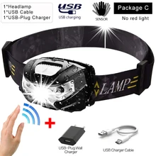  Super bright Powerfull Headlamp Rechargeable LED Headlight Body Motion Sensor Head Flashlight Camping Torch Light Lamp With USB 