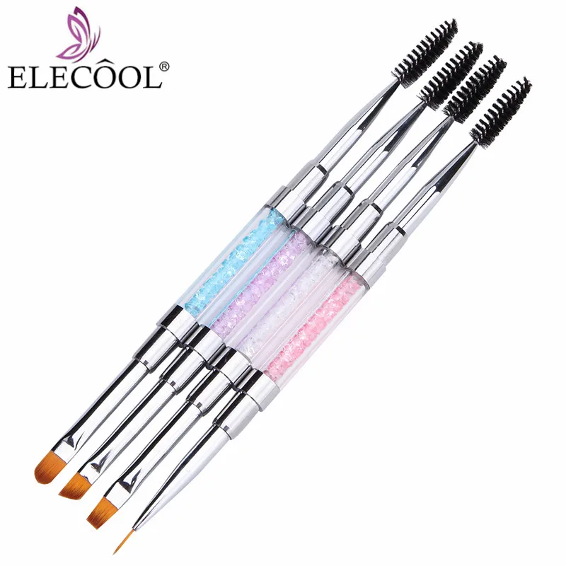 

ELECOOL 6 Colors Double Head 2 in 1 Rhinestone Acrylic Handle Eyelash Brushes Combs Wands Extension Applicator Makeup Tools