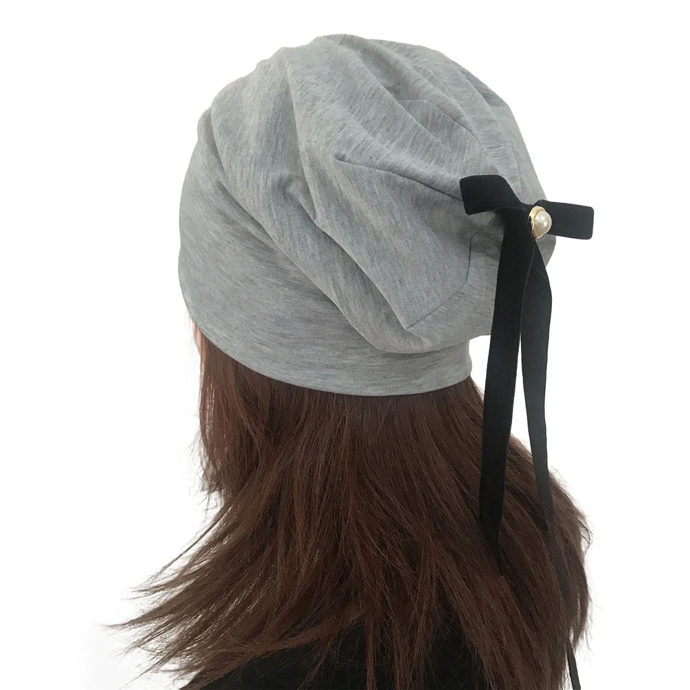 Зимняя теплая вязаная мешковатая Шапка-бини большого размера с бантом, лыжная мешковатая шапка, шикарная шапка с черепом, женская шапка с бантом и капюшоном
