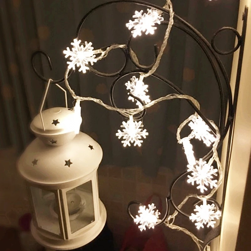3M 24 LED Snowflake Fairy String Lights Battery Operated flashing porch