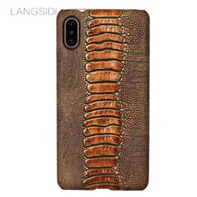 LANGSIDI Genuine leather ostrich foot Grain mobile phone case for iPhone x Luxury cover for iPhone xs Xr xs Max 7 8 6 5 Plus 6S LANGSIDI Genuine leather ostrich foot Grain mobile phone case for iPhone x Luxury cover for iPhone xs Xr xs Max 7 8 6 5 Plus 6S