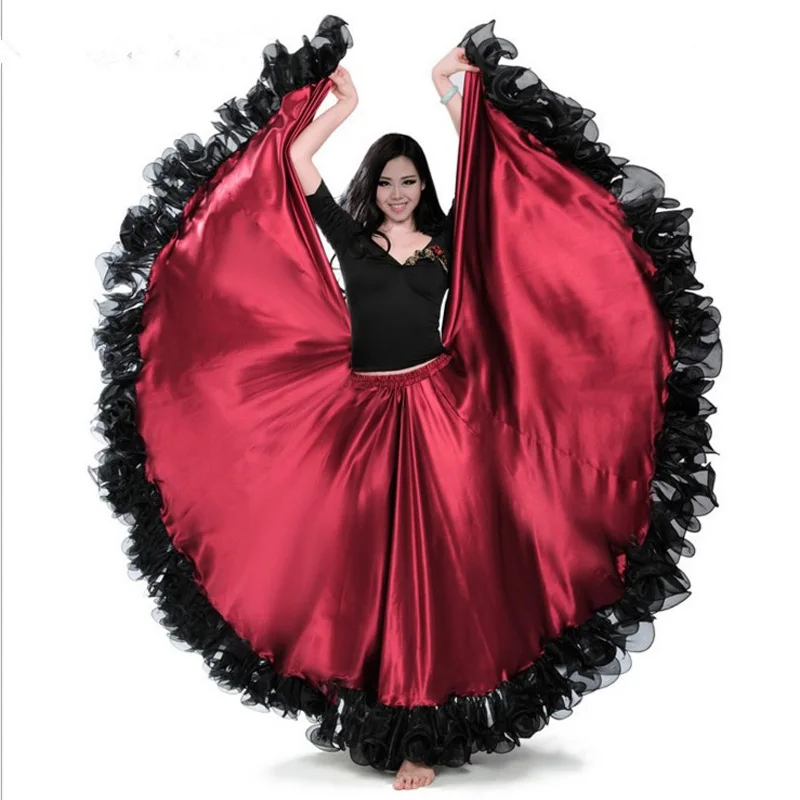 Длинные качели красный черный большой подол танцевальная юбка испанская коррида танцевальный костюм/танцевальный костюм для Фламенко юбка Бальные длинные юбки - Цвет: red