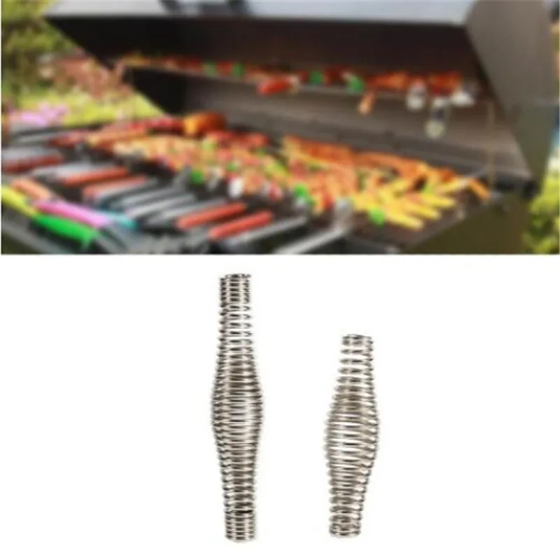 

Stainless Steel BBQ Pit Grill Handle Barbecue Accessories Tools Spring Wood Furnace Stove Smoker Elasticity Steel Roll