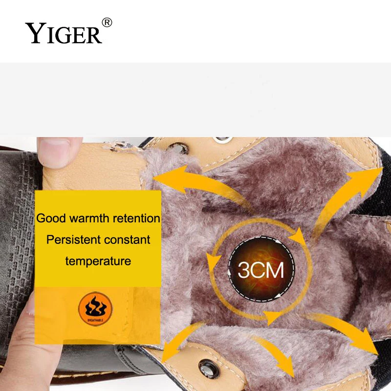 YIGER NEW Men's Boots Casual Martin Genuine Leather Boots Brown/Red Ankle Lace-up With Fur Autumn/Winter warm Men shoes 0018 YIGER NEW Men's Boots Casual Martin Genuine Leather Boots Brown/Red Ankle Lace-up With Fur Autumn/Winter warm Men shoes 0018