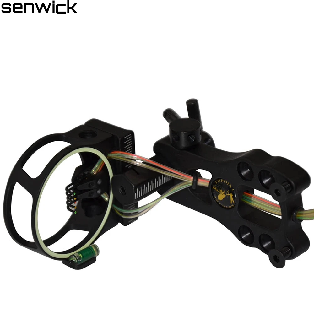 New 5 Pin Hunting Archery Black Bow Sight With 0.019'' Fiber Optic