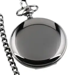 Классический, в ретро стиле 4,5 см размер черный лакированный кварцевые мужские карманные часы цепочка гладкие карманные часы Relogio De Bolso