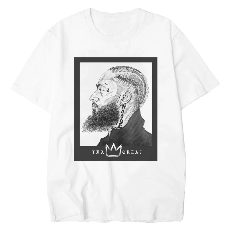 

The Great Nipsey Printed Men T Shirts Hip Hop 2019 Summer White Tops Harajuku Streetwear Rapper Lil Peep Nipsey Hussle Men Tee