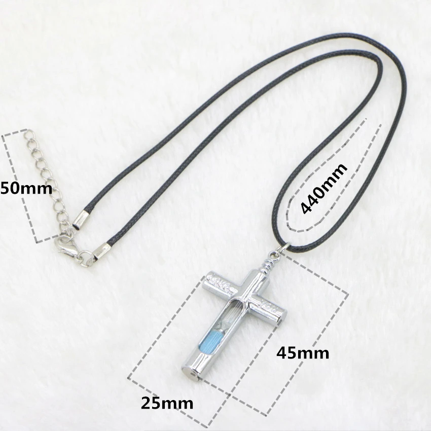 Blue Pink Cross hourglass Pendant Necklace (2)