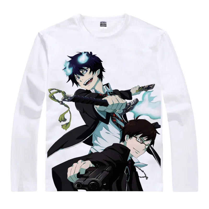 Туфли для косплея Blue Exorcist футболки Для мужчин в стиле хип хоп с длинным рукавом