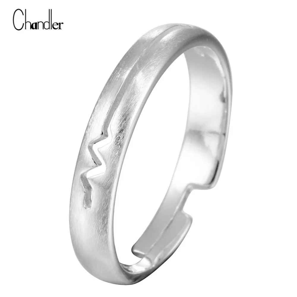 925 Sterling Silver Lighting Heartbeat Wavy Ring Adjustable Plain Band Round Bagues Anillos Romantic Love Valentine