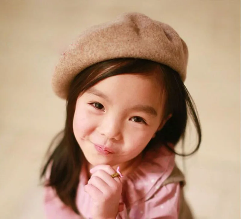 Fashion Woolen Baby Girls Hats Candy Color Elastic Infant Baby Beret Hat for 1-4 Years 1 PC