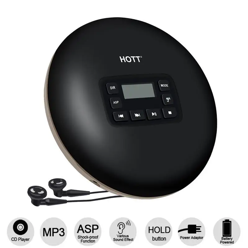 CD-плеер, портативный CD-плеер с поддержкой CD-R/CD-RW/MP3, с ЖК-дисплеем, электронная защита от ударов и царапин CD-плеер, портативный CD-плеер с поддержкой CD-R/CD-RW/MP3, с ЖК-дисплеем, электронная защита от ударов и царапин