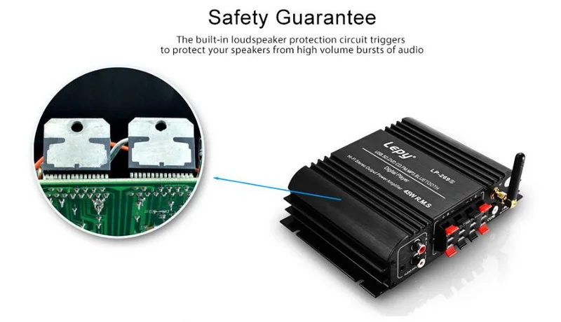 Цифровой плеер Lepy с Bluetooth 2 канала 45 Вт Hi Fi стерео аудио поддержка SD USB FM MP3 DVD без