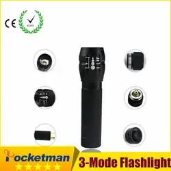 Led Flashlighthighlighted 2000 люмен 3-Режим светодиодный военные лазерный светодиодный Масштабируемые Фокус фонарик факел Бесплатная доставка