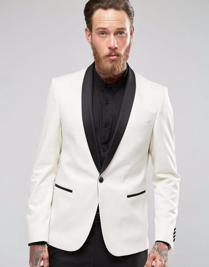 Latest Coat Pant Designs White Jacket Men Shawl Lapel Custom Made