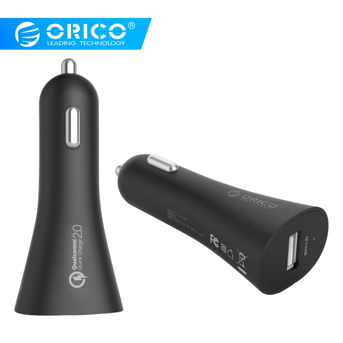 ORICO Dual port USB Автомобильное зарядное устройство QC2.0 универсальное быстрое автомобильное зарядное устройство USB мини зарядное устройство для автомобильного телефона