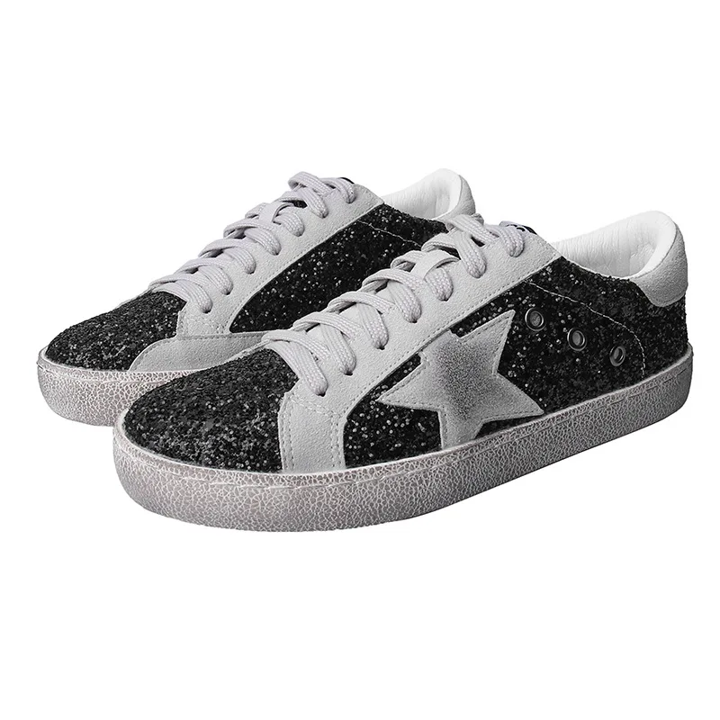 

Glitter Women Skateboarding Shoes Genuine Leather Canvas Shoes Woman Brand Outdoor Athletic Womens Sneakers Walking Sport Shoes