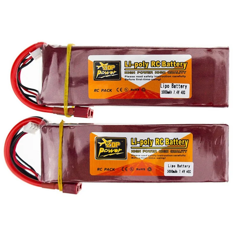 

2pcs 7.4 V Power 5000mAh 40C Lipo Battery Power ZOP T XT60 Plug Remote Control Parts & Accessories High Quanlity Accessories