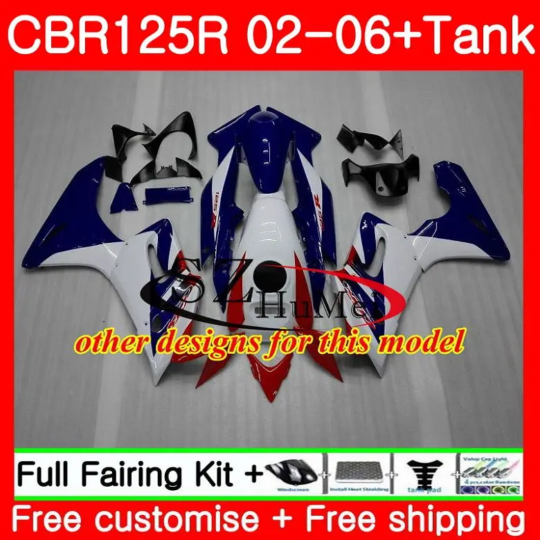 Корпус + бак для HONDA глянцевый blk CBR 125R 125CC CBR125RR CBR125R 02 03 04 05 06 62SH18 2002 2003 2004 2005 2006