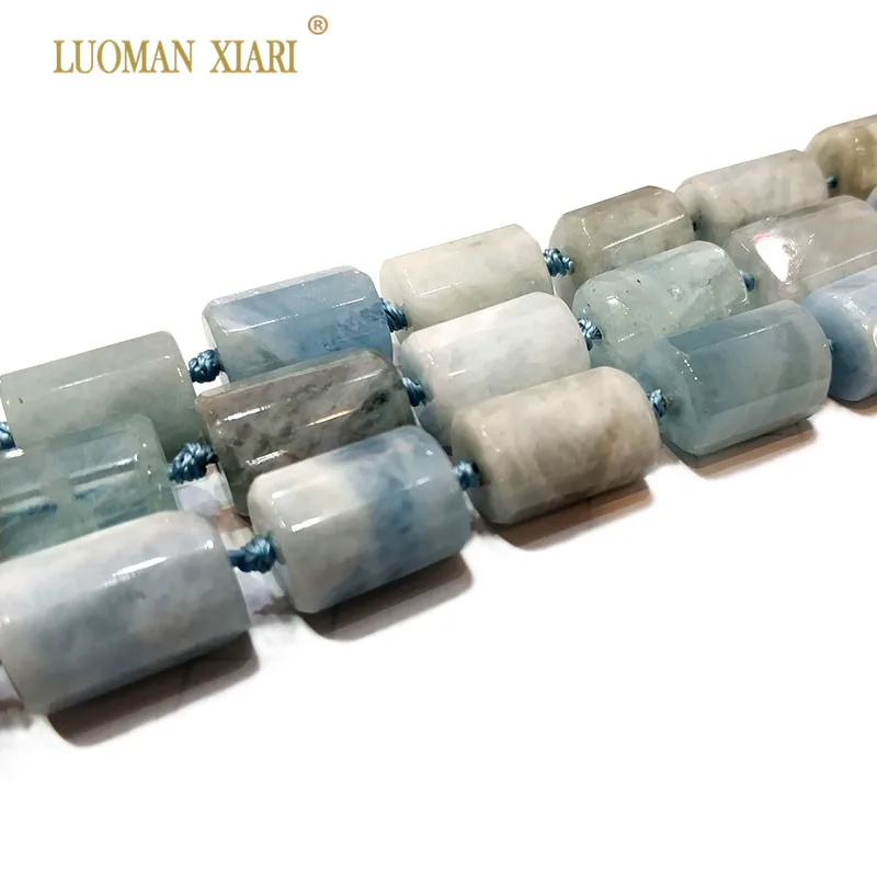 Цилиндрические бусины из искусственного камня LUOMAN XIARI Aquamarin для самостоятельного