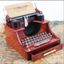 Retro Typewriter machine music box creative brown musical box with a drawer 14.5×13.5x11cm birthday wedding Valentine gift