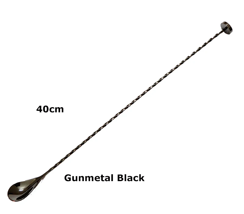 40 см нержавеющая сталь Коктейльная ложка с молотки бар ложка твист Muddler/металл - Цвет: Gunmetal Black