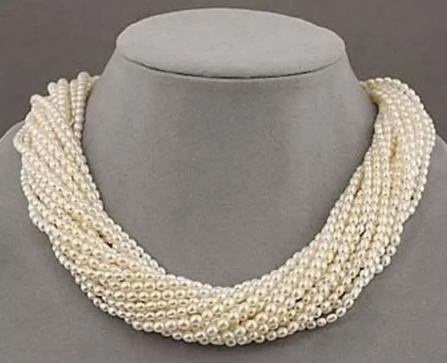 

6 strand twisted south sea white pearl necklace 20" (9.13)