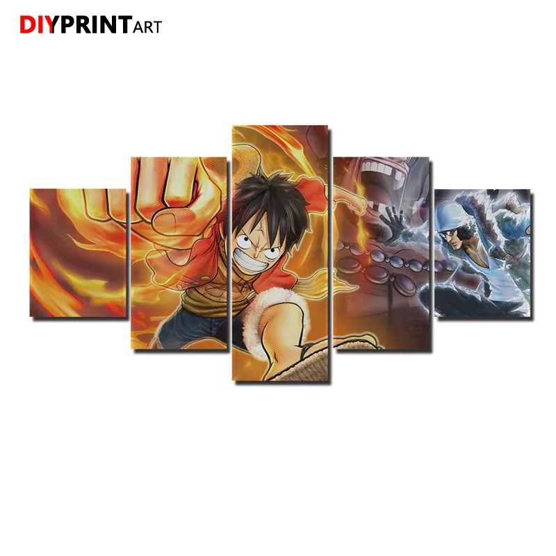 One Piece пиратские воины Aokiji Luffy 5 панель модульная Настенная картина холст