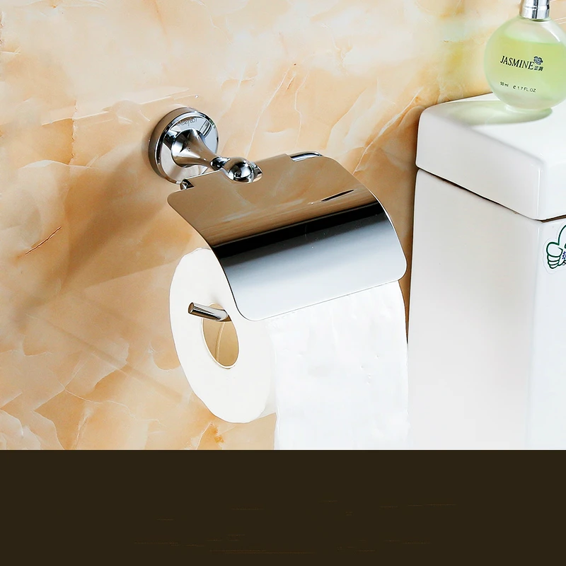 Современные SilverPolished Chrome Tissue Box Держатель Туалетной Бумаги Твердой Латуни Ванная Комната Держатель Рулона Монтаж Ванная Комната комплектов Оборудования R02