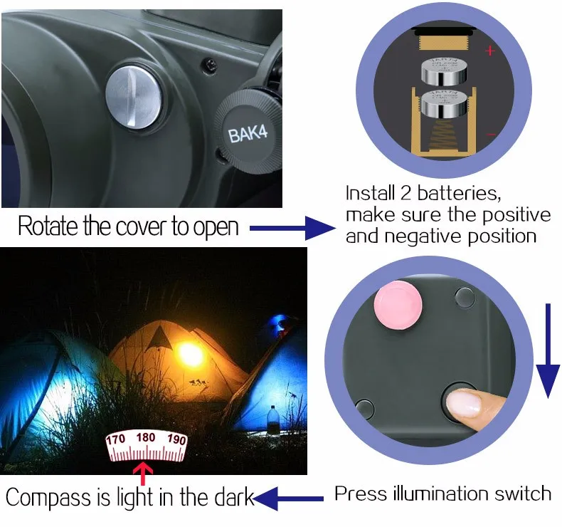 Spyglass LLL Night Vision Binóculos Telêmetro Exército À Prova D' Água