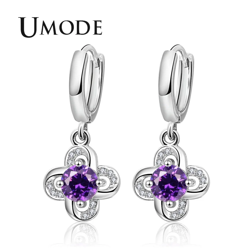 

UMODE Fashion Flower Drop Earrings for Women Fashion CZ Crystal Zirconia Earring Boucle D'Oreille Gift Brinco Mujer 2018 AUE0415