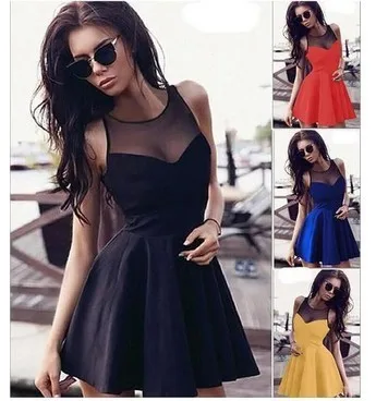 

2016EBAY Amazon New Pattern Spring Sleeveless Lace Split Joint Sexy Dress Woman 1306