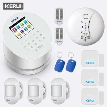 

KERUI W2 Tamper Protection Wireless WiFi GSM PSTN Home Security Alarm Systems Remote Control with RFID Mini PIR Motion Detectors