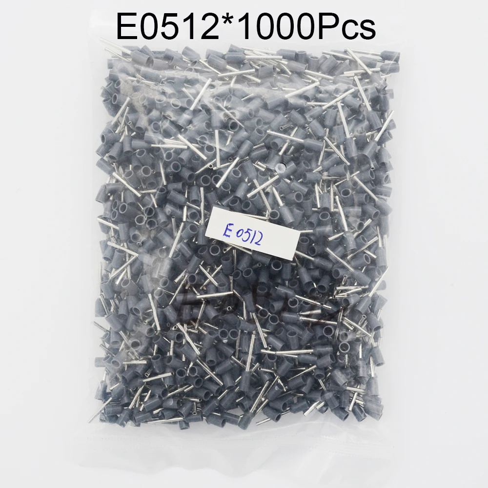 

New 1000Pcs E0512 22AWG Long Tube End Terminal Insulated Wire Copper crimp connector e0512
