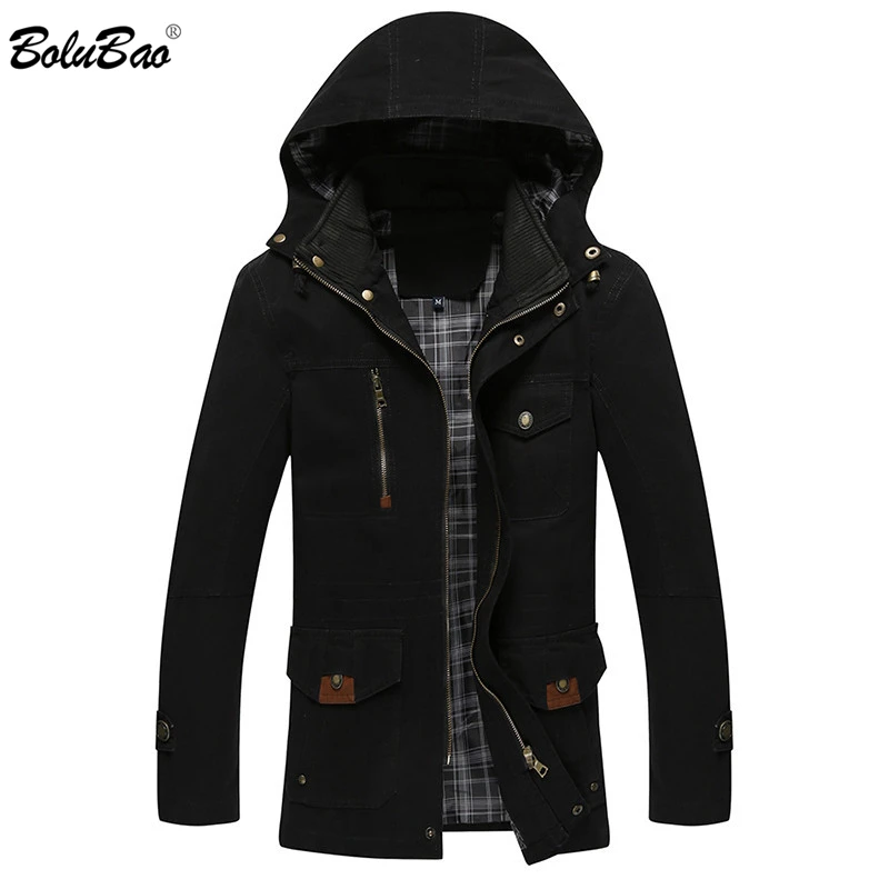 

BOLINAO Fashion Brand Men Jackets Coats Autumn Men's High Quality Solid Color Jacket Coat Male Hooded Casual Jackets Overcoat