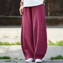 Летние и весенние красные/синие женские хлопковые и льняные женские шаровары Chi zen nun медитация брюки кунг-фу Брюки-ушу