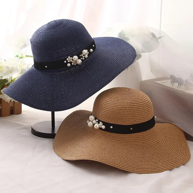 Gran oferta 2019 de sombreros de paja de ala ancha de rafia con parte superior redonda, sombreros de Sol de verano para mujeres con sombreros de playa de ocio, Gorras planas de señora 1