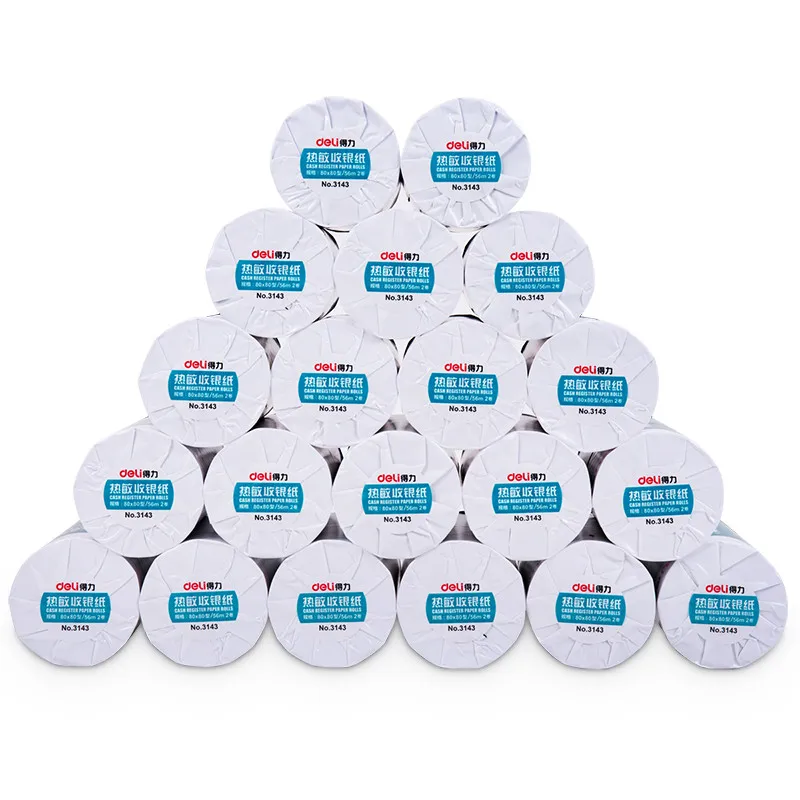 

Deli 3143 Cash Register Paper Roll 80*80mm Thermal Paper 40 Rolls for POS Machine Thermal Printer Business Home Supplies