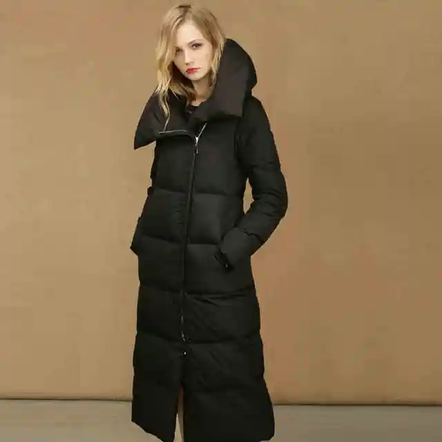 Best price at $305 Cheap 2015 New Hot Winter Thicken Warm Woman Down jacket Coat Parkas Outerwear Hooded Straight Loose Luxury Long Plus Size 2XXL Black
