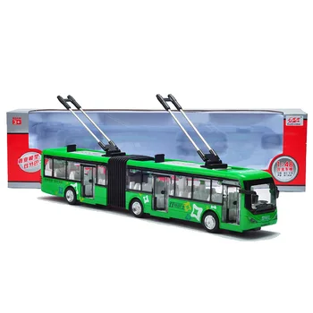 

1:46 Car Model of Double Tram Bus City Bus Box Acousto-optic Alloy Model Car