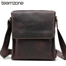 Мужская кожаная сумка-мессенджер Cazy Horse в винтажном стиле на молнии, сумка-мессенджер на плечо, портфель, модная сумка с клапаном, T8864
