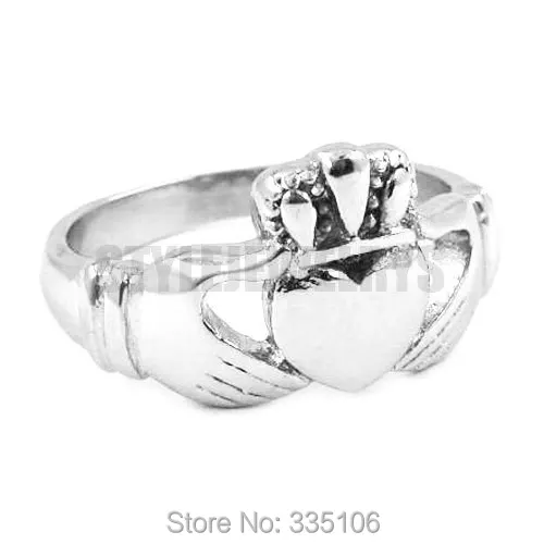 Free shipping Claddagh Style Hand to Hold a Heart with Crown Ring