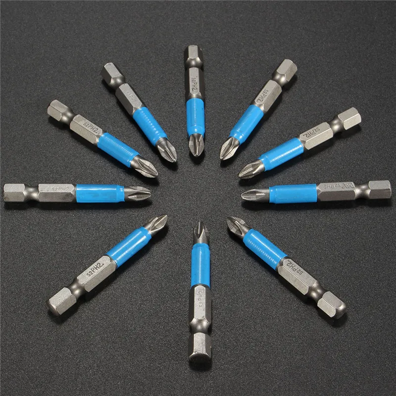

10Pcs PH2 Nylon Anti Slip Screwdriver Bit Set Bit 50mm Hex Shank Magnetic Phillips Screwdriver Electric Power Tool Accessories