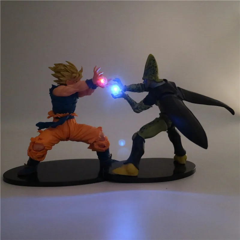 Dragon Ball Z Сон Гоку аниме Ночной светильник Супер Saiyan ПВХ фигурка Коллекционная DIY Настольная лампа 3D модель DBZ игрушка для детей - Испускаемый цвет: Холодный белый