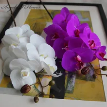 Sztuczne kwiaty PU prawdziwy dotyk motyl orchidea dla nowego domu dekoracje weselne Phalaenopsis DIY prezent świąteczny