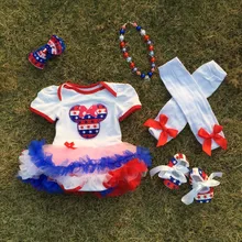 Горячая Распродажа Детские 4th июля ползунки Минни pettidress патриотическая юбка с аксессуарами может Мемориал день наряды